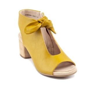 Kimora Mustard Open-Toe Heels